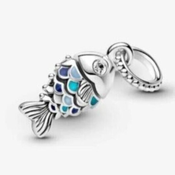 Pandora Blue Scaled Fish Dangle Charm - Picture 3 of 3